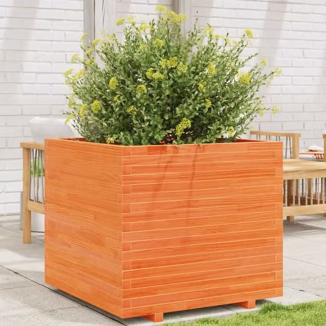 Fioriera Giardino Marrone Cera 80x80x72 cm Legno Massello Pino 3282626
