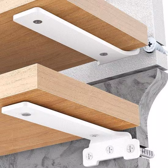 Supporti metallici per pannelli con design a scomparsa per carichi pesanti, portata 70 kg, 25 cm, bianco