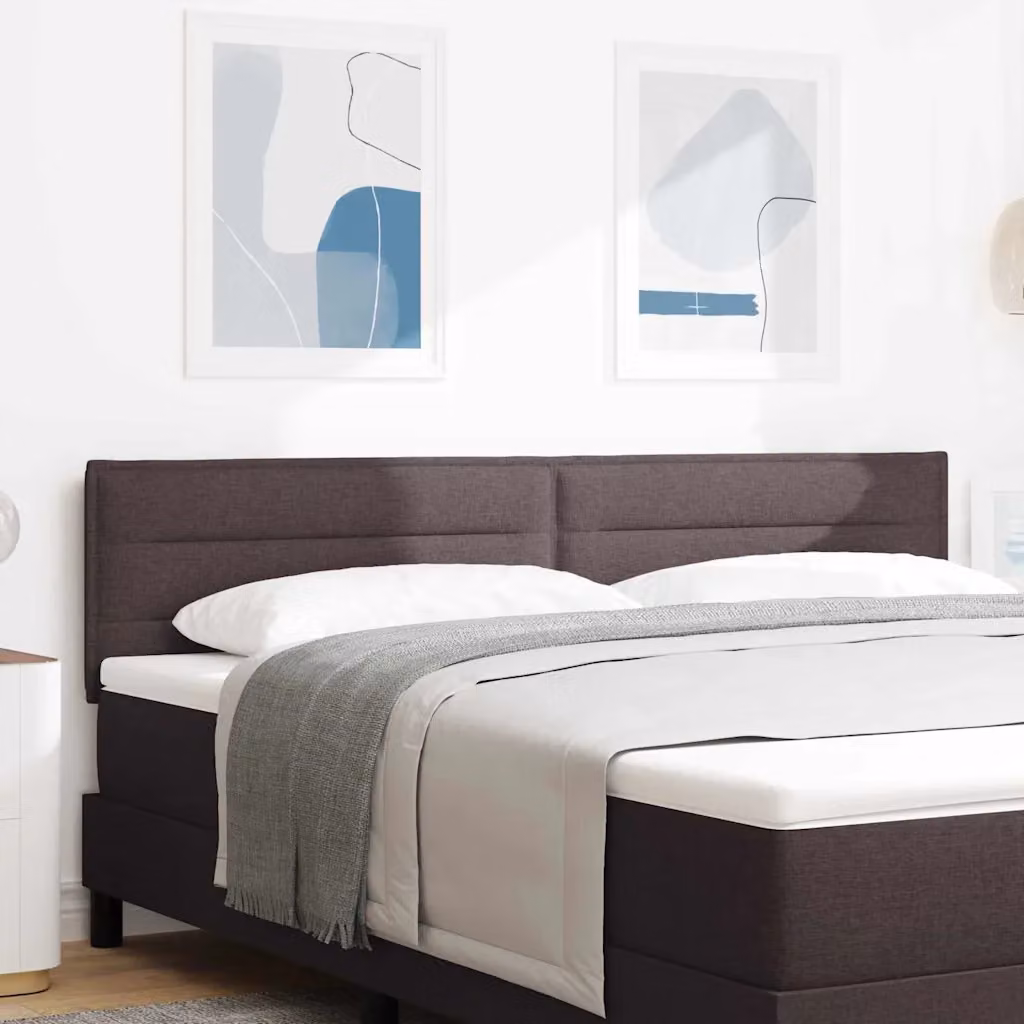 Testiera per letto moderna vidaXL in tessuto marrone con struttura in legno di pino, L: 180 cm, H: 88 cm, P: 10 cm