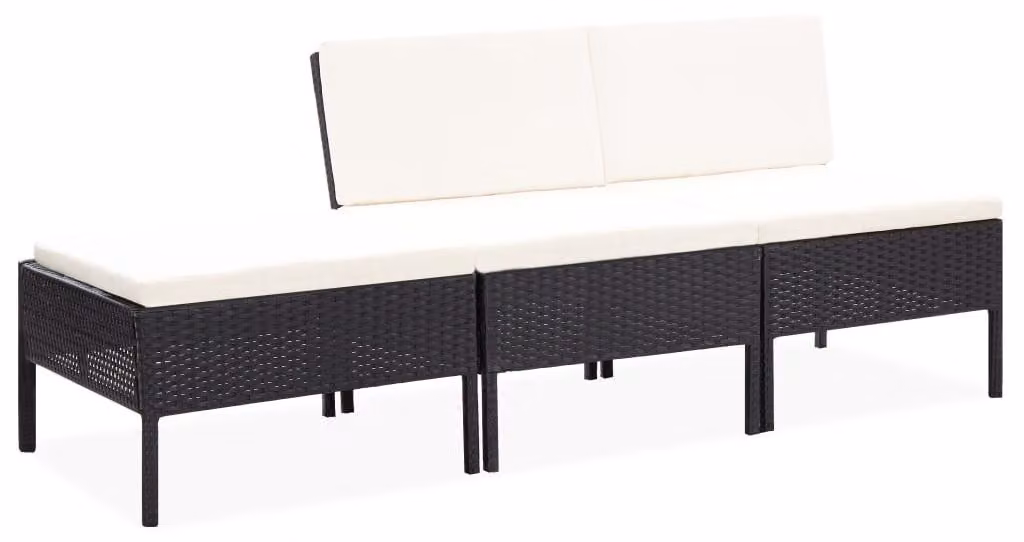 Set divano lounge – Divano da esterno a 3 posti in rattan sintetico con cuscini confortevoli