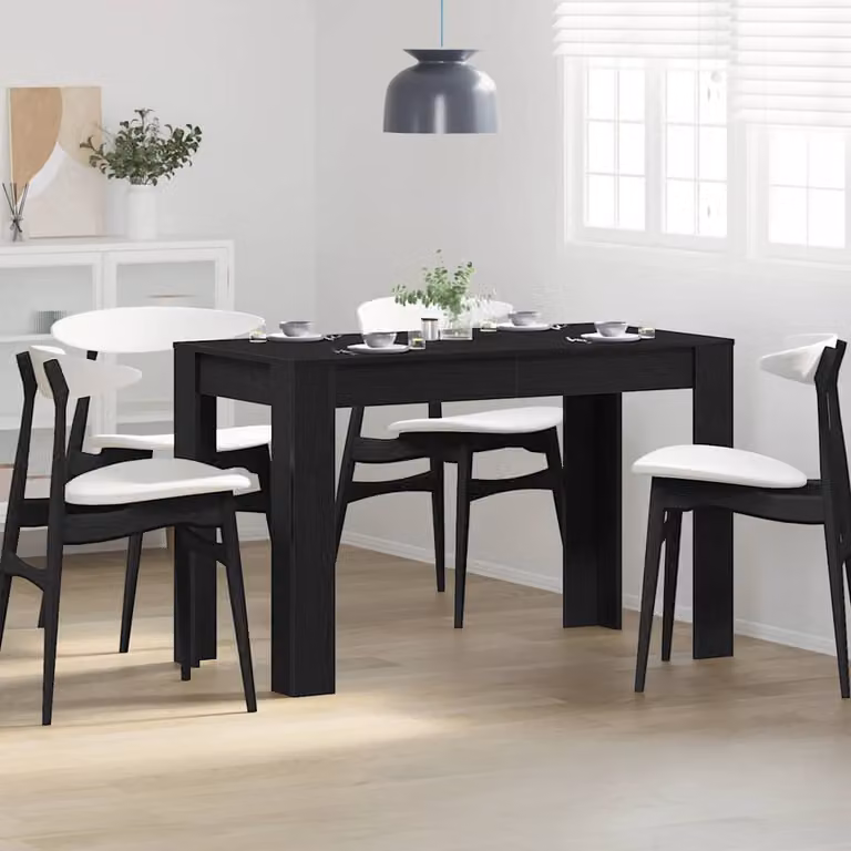 vidaXL Tavolo da Pranzo Moderno in Legno Rovere e Nero L/P/H: 120 x 60 x 76 cm