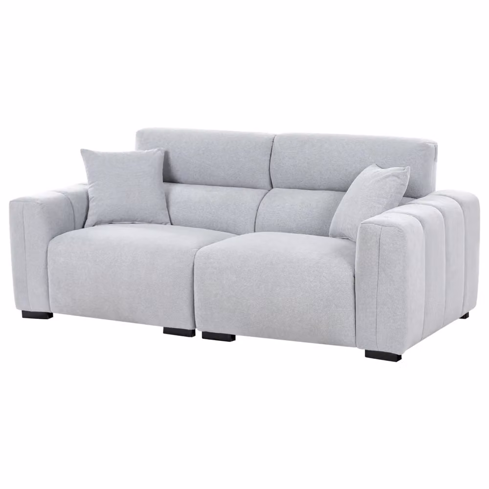 Divano moderno Beliani a 3 posti in tessuto azzurro con cuscini e coperture rimovibili L: 203 cm, P: 84 cm, H: 96 cm