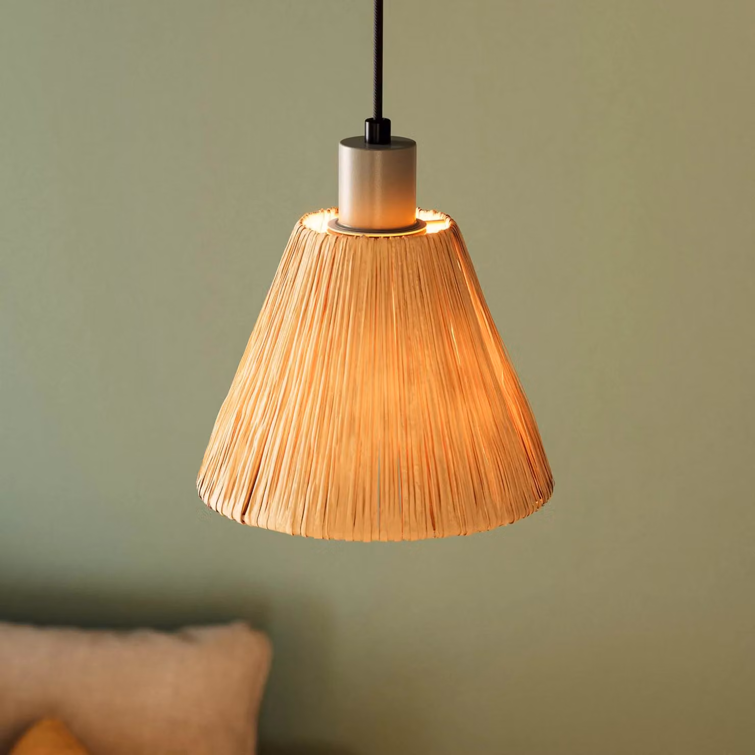 OSRAM Lampada a sospensione Decor Raffia, dimmerabile, Marrone / Ruggine, Soggiorno / Sala da pranzo, Campagna / Rustiche, Lampada a sospensione