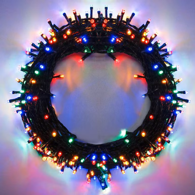 Catena luminosa con 120 LED, lunghezza 15 metri, grado di protezione IP44, 8 modalità, funzione di memorizzazione, multicolore