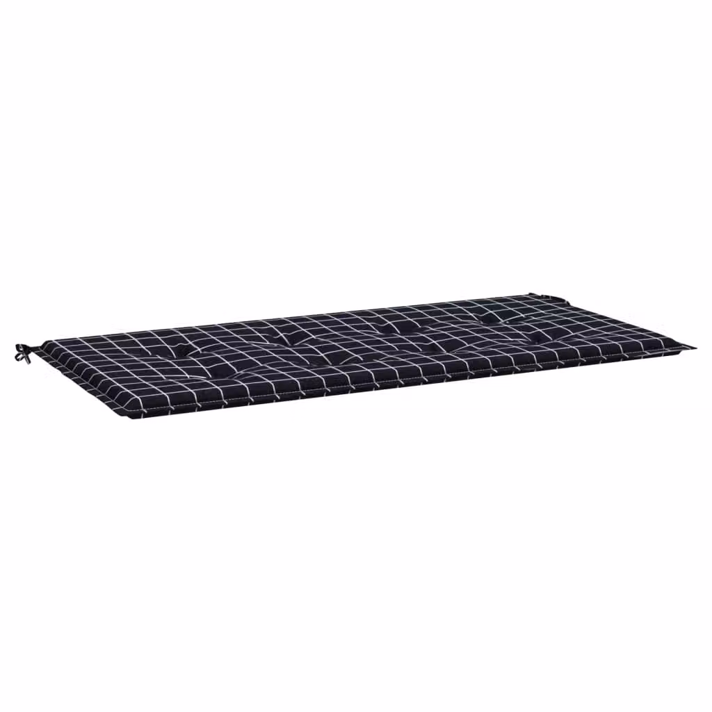 Cuscino Panca Giardino a Quadri Nero 120x50x4cm Tessuto Oxford