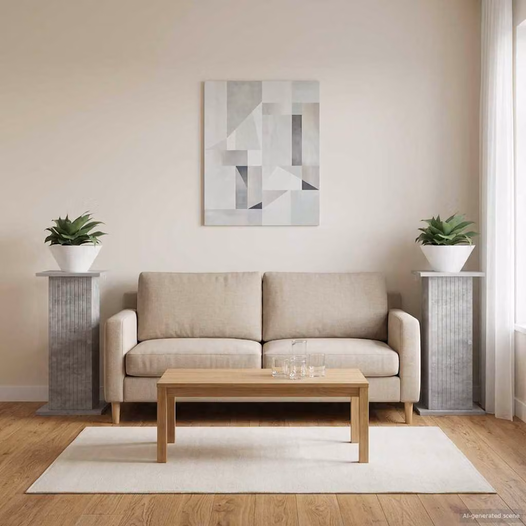 Set di 2 supporti per piante vidaXL in stile moderno, colore grigio, L/P/H: 30,5 x 30,0 x 60,5 cm
