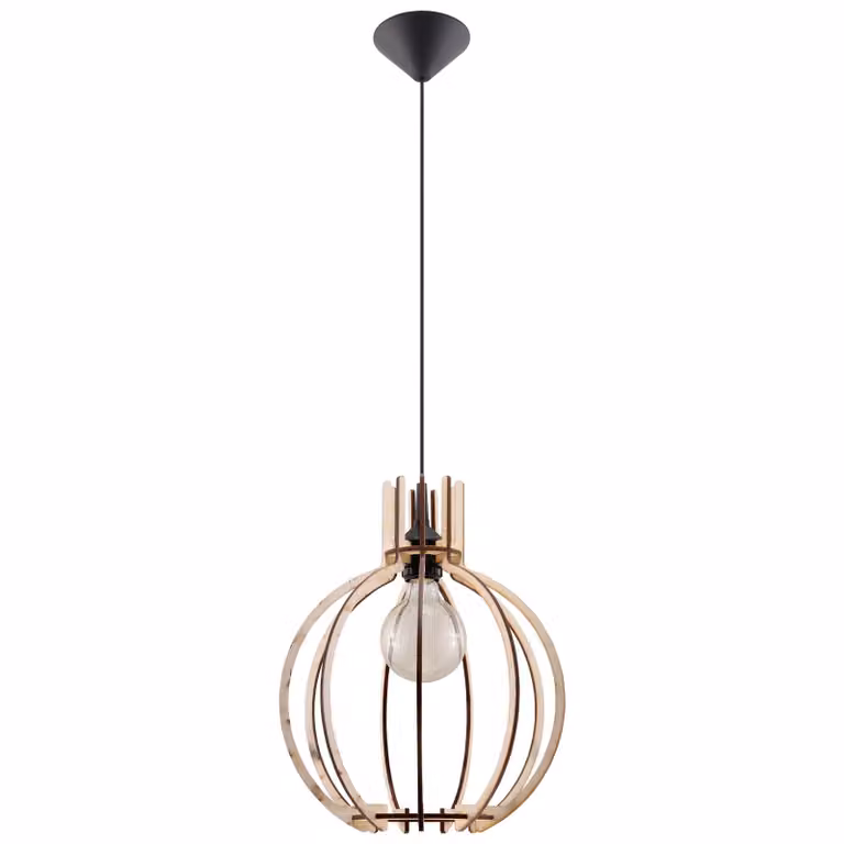 Lampada a sospensione ARANCIA in legno naturale 1xE27 15W legna 100x17x28cm Sollux Lighting