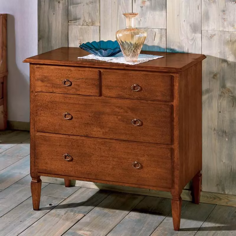 Comodino in legno con 4 cassetti Mobili 2G colore noce L: 90 cm, P: 42 cm, H: 83 cm – 2
