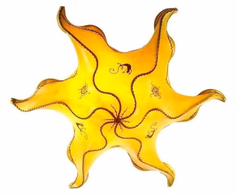 Lampada orientale lampada da soffitto lampada a sospensione lampada da soffitto marocchina lampada in pelle STERN Gecko 63 cm, giallo
