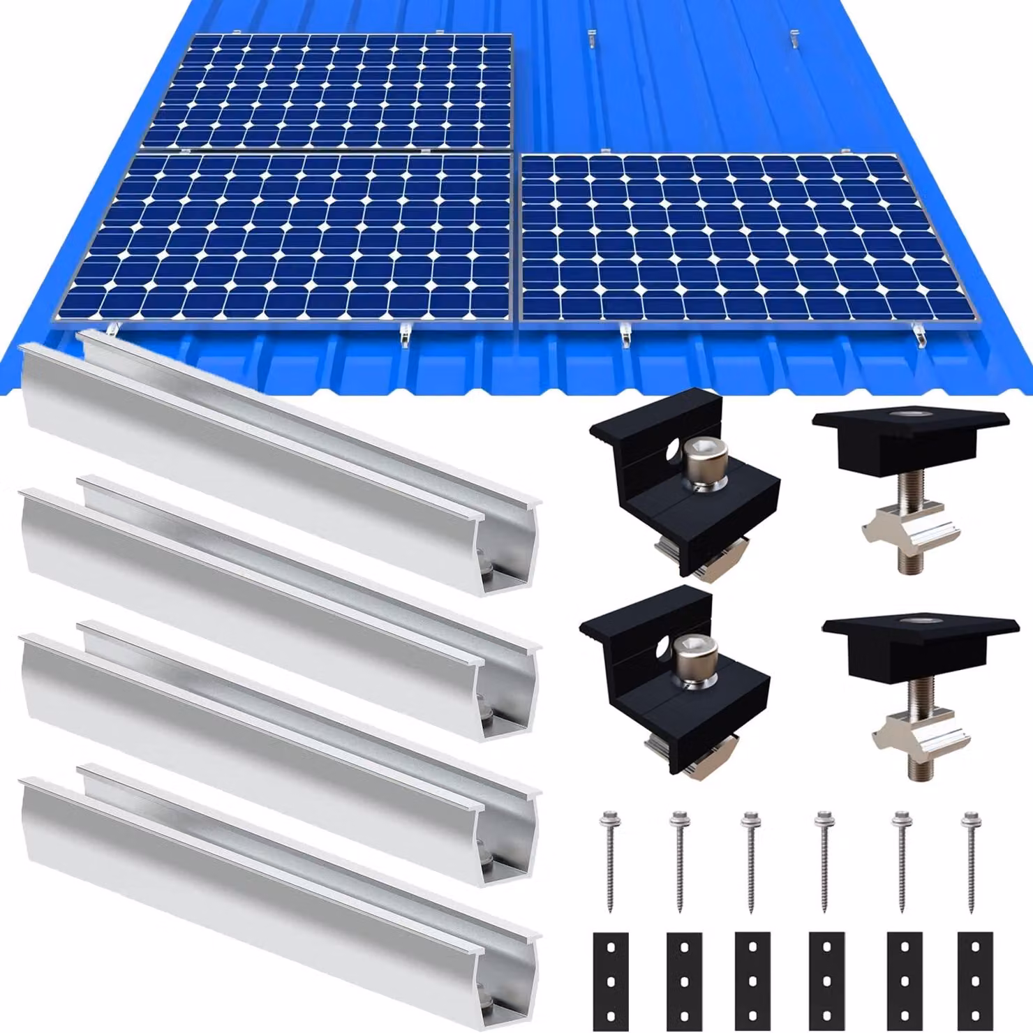 Supporto per pannelli solari per tetti piani, binario di montaggio fotovoltaico in alluminio, 12 cm
