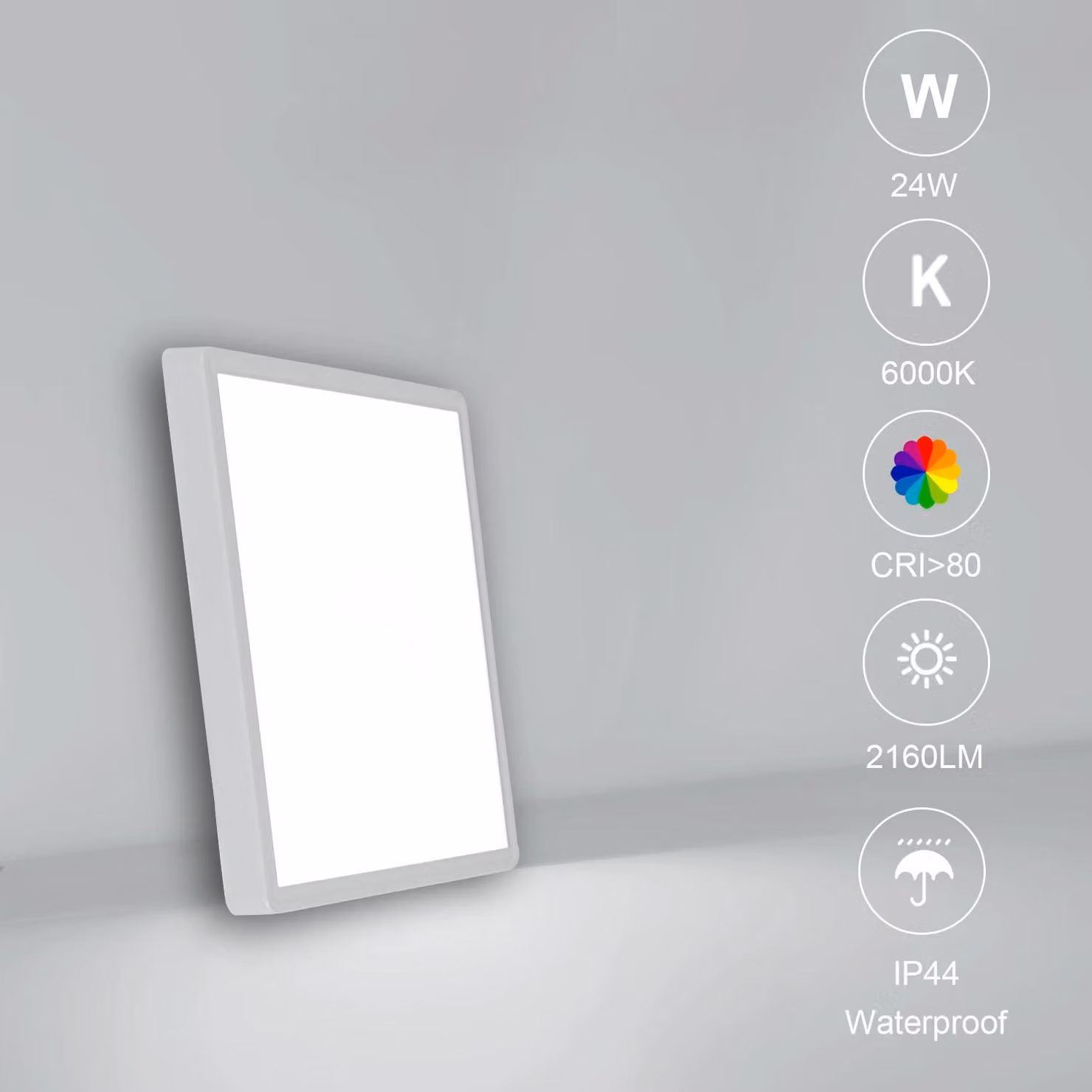 Pannello LED per soffitto, ideale per il bagno - Modello A5704 - Forma circolare - 24 W - Grado di protezione IP54 - Luce bianca fredda 6500 K - Adatto per ambienti da 5 a 10 m²