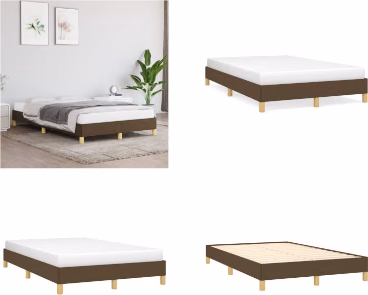 vidaXL Struttura letto in tessuto marrone scuro 120x200 cm - Struttura letto - Cornici letto - Struttura letto - Letto