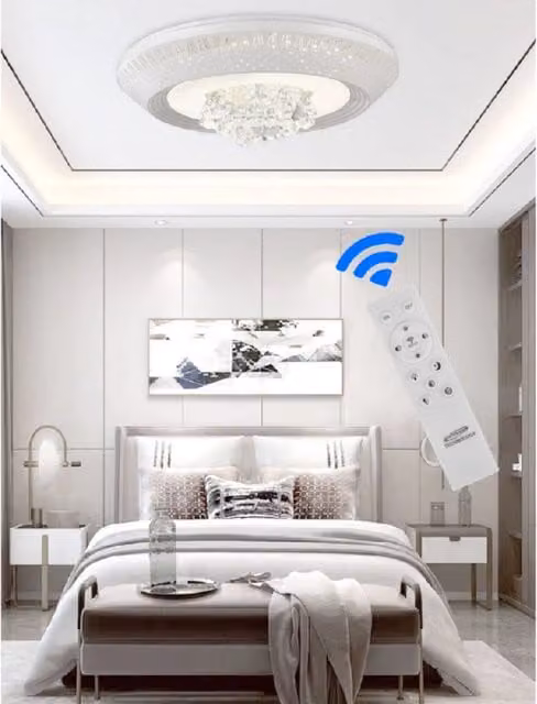 Trade Shop - Plafoniera 166 Watt Lampadario Soffitto Mille Una Notte 3 Toni Luce Telecomando - -grande -