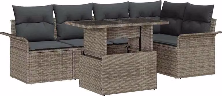 Maison Exclusive - Set da giardino composto da 6 pezzi. Colore: grigio. Materiale: rattan sintetico