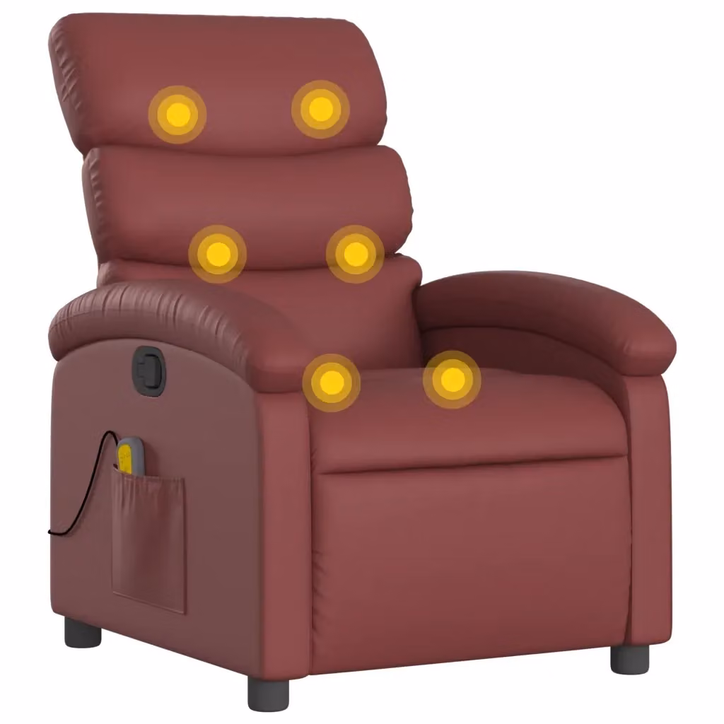 Poltrona Reclinabile Relax vidaXL in Similpelle Rossa con Braccioli – 2