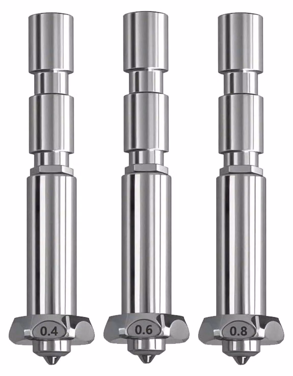 Set di 3 ugelli ad alta portata da 0,4 mm, 0,6 mm e 0,8 mm per stampante 3D