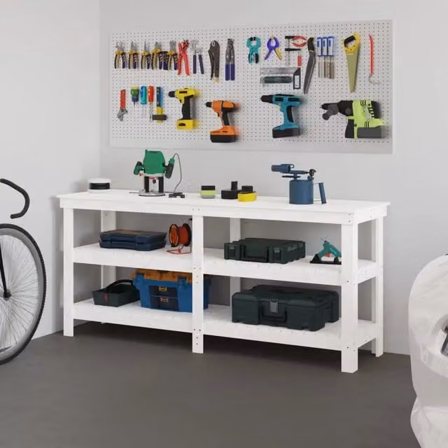 Banco da lavoro vidaXL in legno di pino bianco L/P/H: 180,8 x 50 x 80 cm
