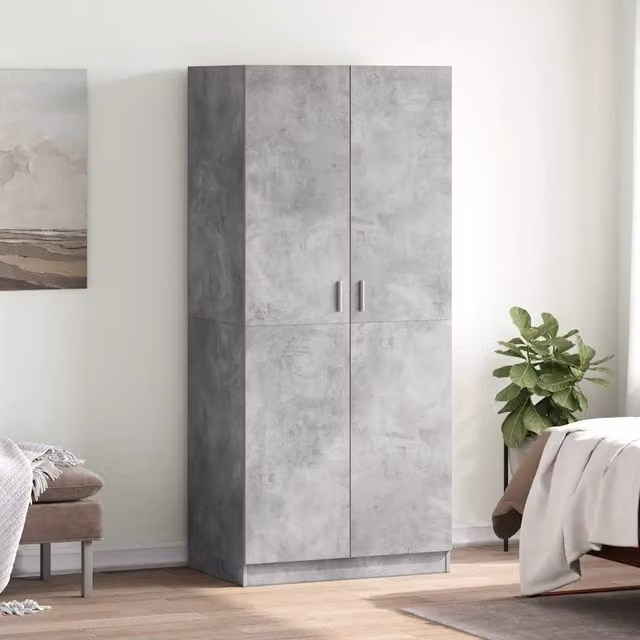 Armadio moderno vidaXL in legno multistrato grigio opaco con ante a battente L: 80 cm, P: 52 cm, H: 180 cm – 1