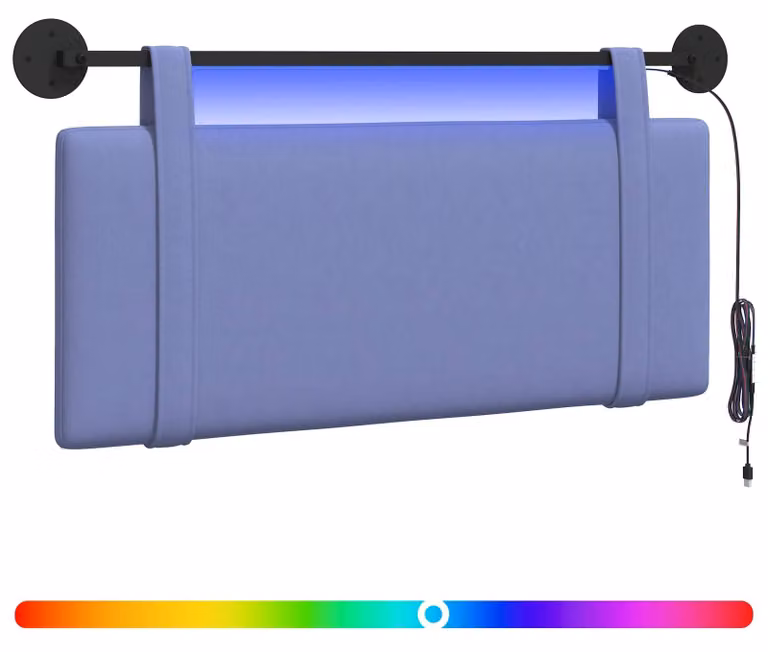 Testiera sospesa Con luce LED Blu jeans Tessuto