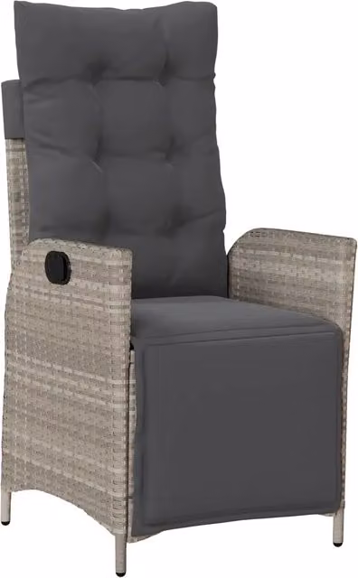 Sedia Reclinabile da Giardino con Poggiapiedi in Polyrattan e Metallo Grigio Antracite – 1