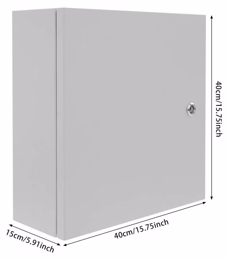 Quadro elettrico per esterni - Quadro di sicurezza a parete - Grado di protezione IP65 - Involucro in lamiera d'acciaio chiudibile a chiave - 40x40x15 cm - Per interni ed esterni IK08
