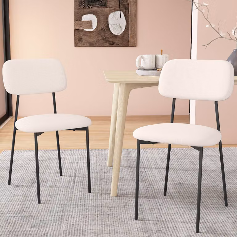 Set di 4 sedie da pranzo Costway in tessuto e metallo con schienale curvo imbottito per cucina e soggiorno
