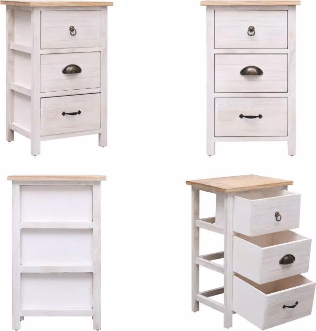 vidaXL Mobile laterale 35x25x57 cm in legno massiccio Paulownia - Mobile laterale - Mobile laterale - Mobile laterale - Mobile laterale