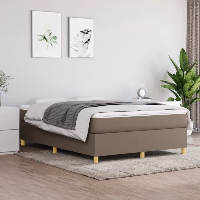 The Living Store Box spring bed Taupe 140x200 cm Tessuto