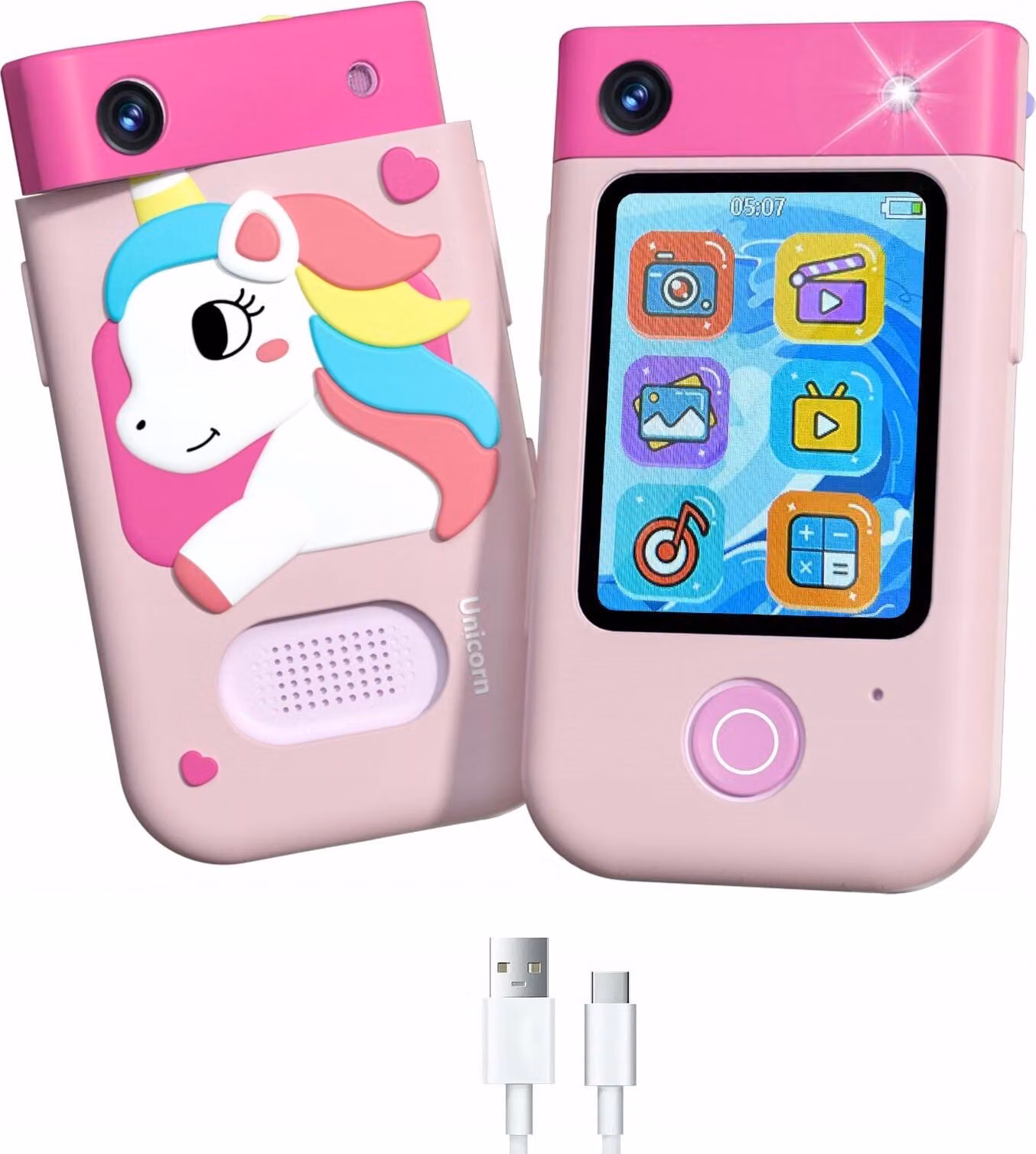 48MP Fotocamera digitale 1080p per giochi per bambini Torcia MP3 Sveglia TELEFONO / BLS-I9 / Unicorno Rosa