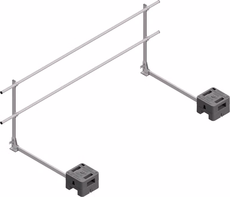 Sistema di parapetti Hymer HYGHTS a 90° con braccio di prolunga lungo 60 m