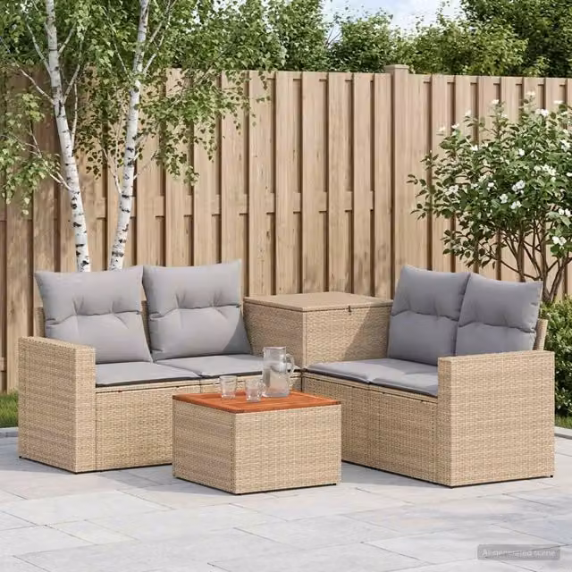 Set di divani 6 pz Beige e Grigio Chiaro 55 x 55 x 37 cm 3447417