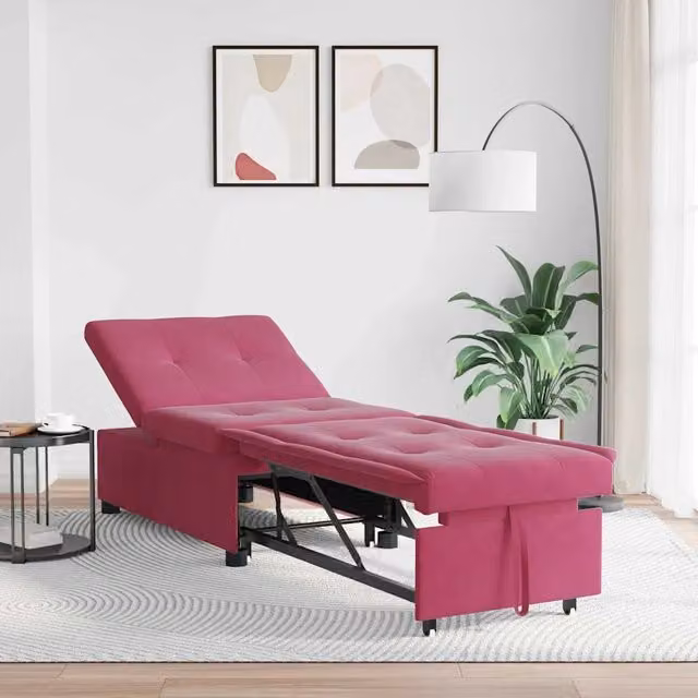 Divano letto-Sofa Letto-Daybed Rosso Vino 194 x 67 x 82 cm Velluto