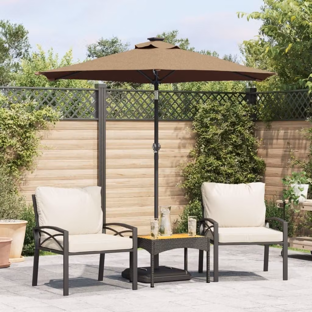 Maison Exclusive - Ombrellone con palo in acciaio, color tortora, dimensioni 225x225x212 cm