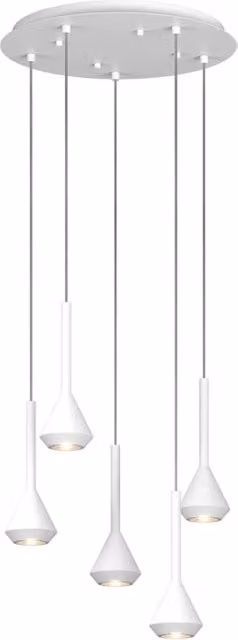 Lampadario Moderno Aygo Tondo Metallo Bianco 5 Luci Gu10