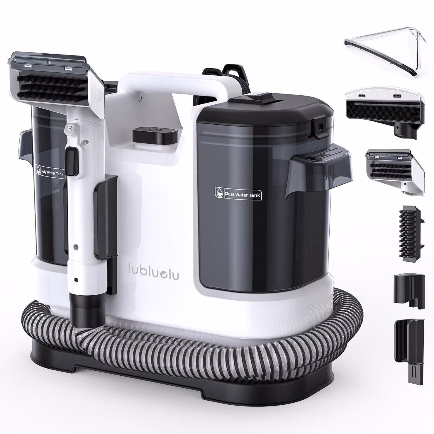Lubluelu V6: Aspirapolvere per tappeti, pulitore di tessuti, aspiraliquidi 5-in-1, 13.500 Pa, 450 W, con sistema a 2 serbatoi, ideale per divani, auto e tappeti