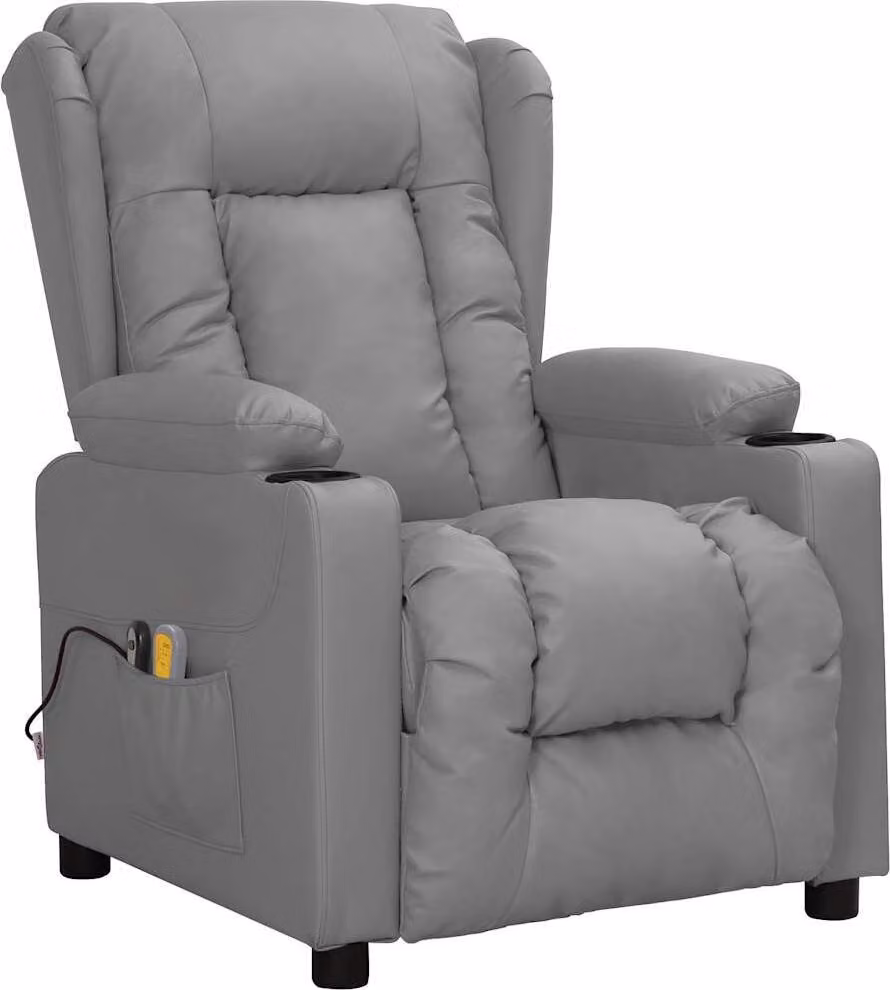 SYFAX™ Poltrona Massaggiante Elettrica Grigio Pelle finta