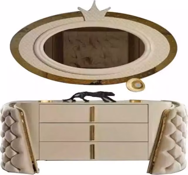 Schminktisch Spiegel Luxus Konsole Kommode Schlafzimmer Holz Modern Design
