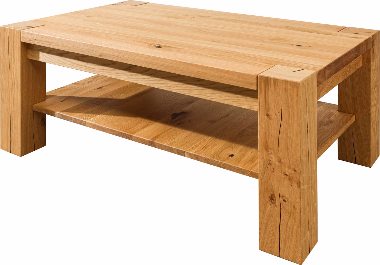 MASSIVMOEBEL24 | Tavolino da salotto in legno di quercia selvatica 110x70x45 oliato naturale KENT #115