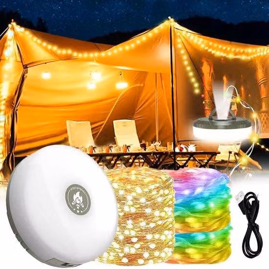 Ghirlanda luminosa a LED portatile da 10 m - Mini lampada da campeggio - Ghirlanda luminosa USB - Portatile