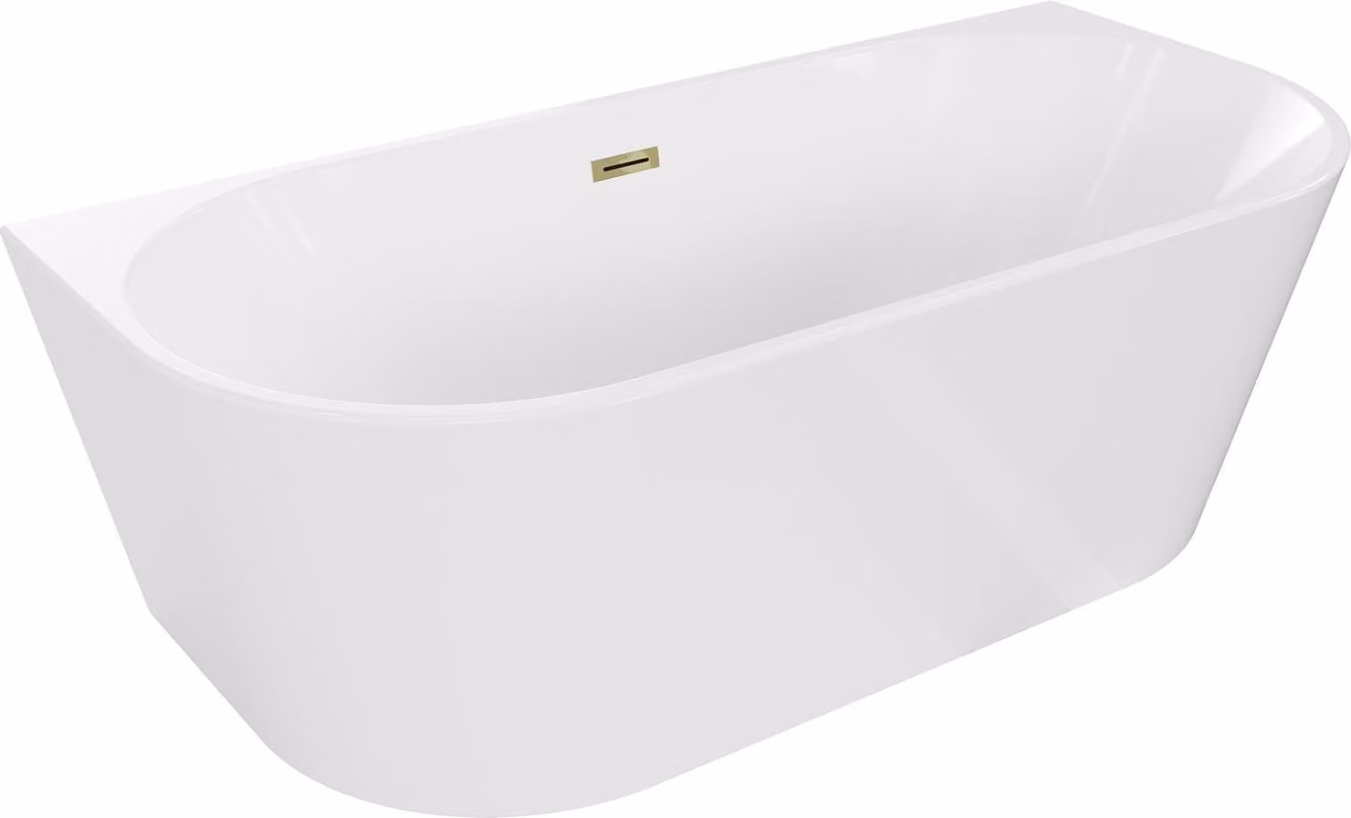 Mexen Oval vasca da bagno freestanding a parete 160 x 80 cm, bianca, troppopieno dorato - 52671608000-50