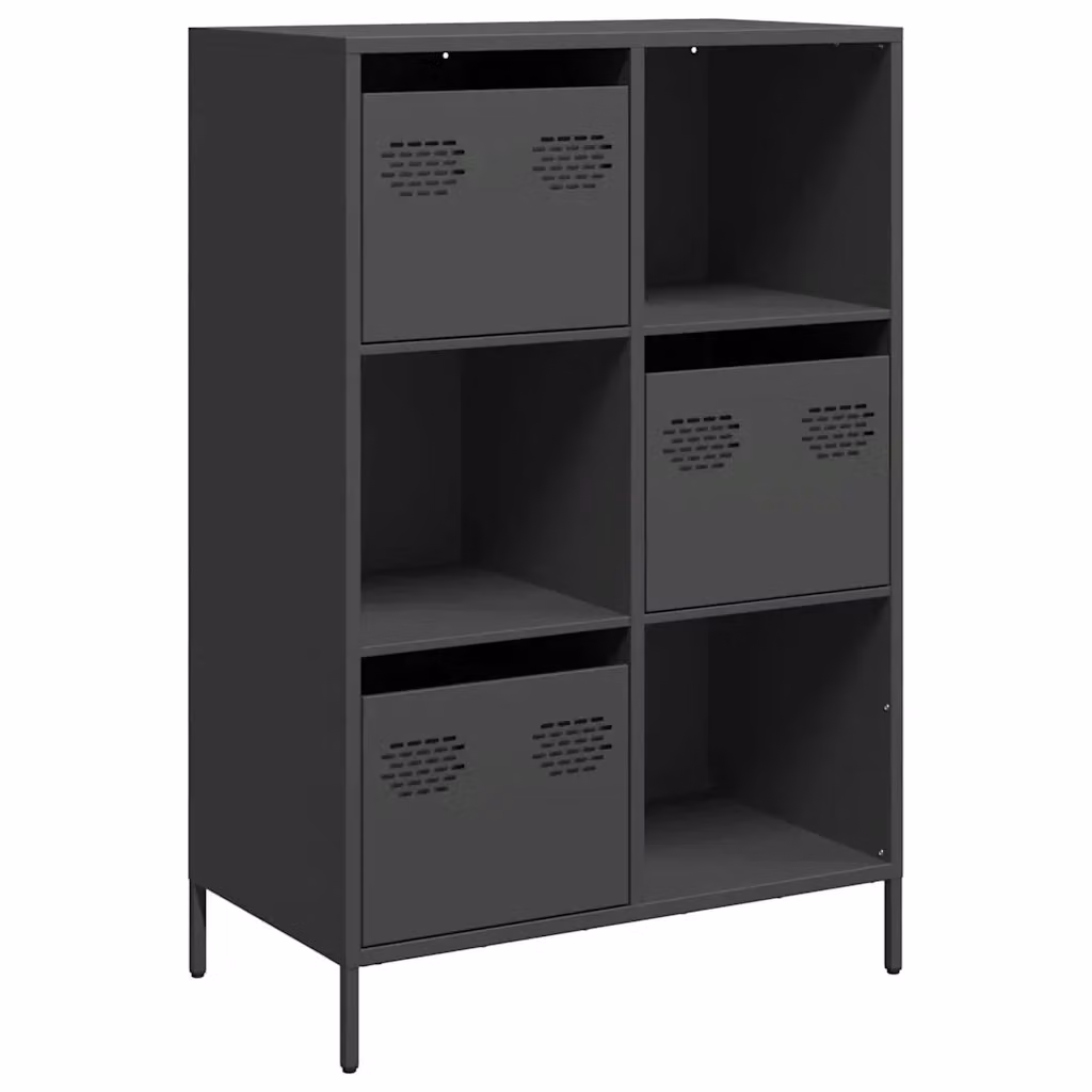 Credenza nera in metallo vidaXL L: 68 cm, P: 39 cm, H: 103,5 cm – 2