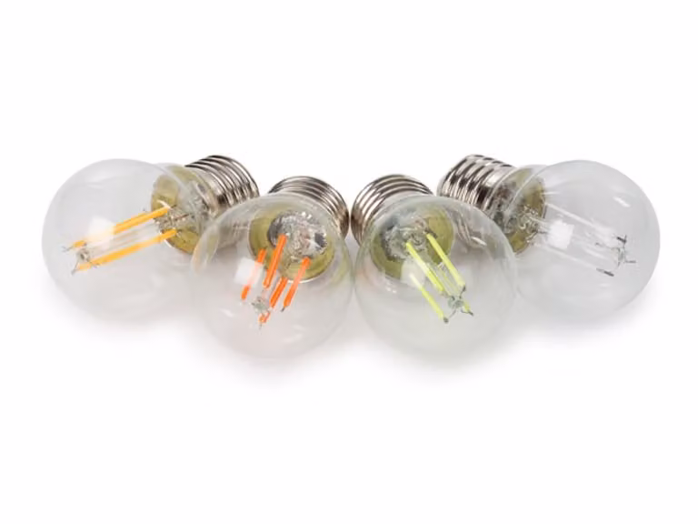 Set lampadine a filamento - G45 - Vetro trasparente - 4 pezzi - Rosso - Verde - Blu - Arancione