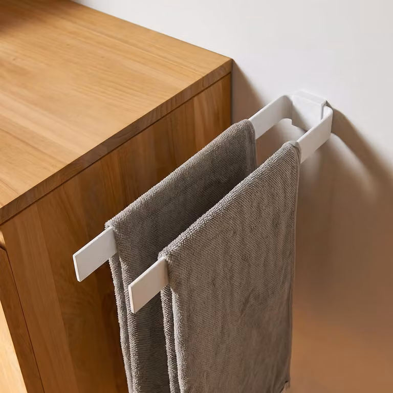 Portasciugamani con due bracci - 42 cm - Bianco - Da montare a parete