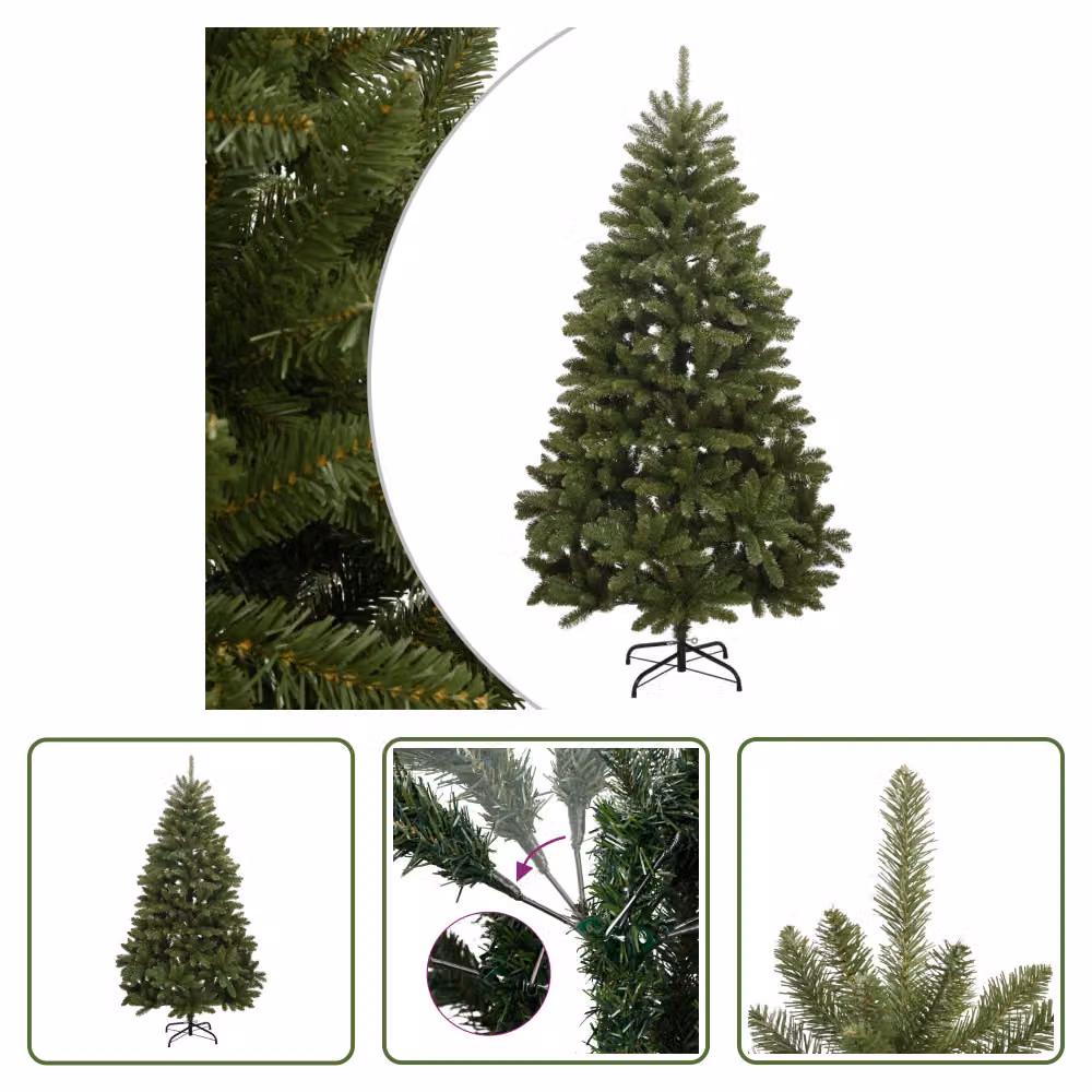 The Living Store Albero di Natale artificiale pieghevole con supporto verde 210 cm