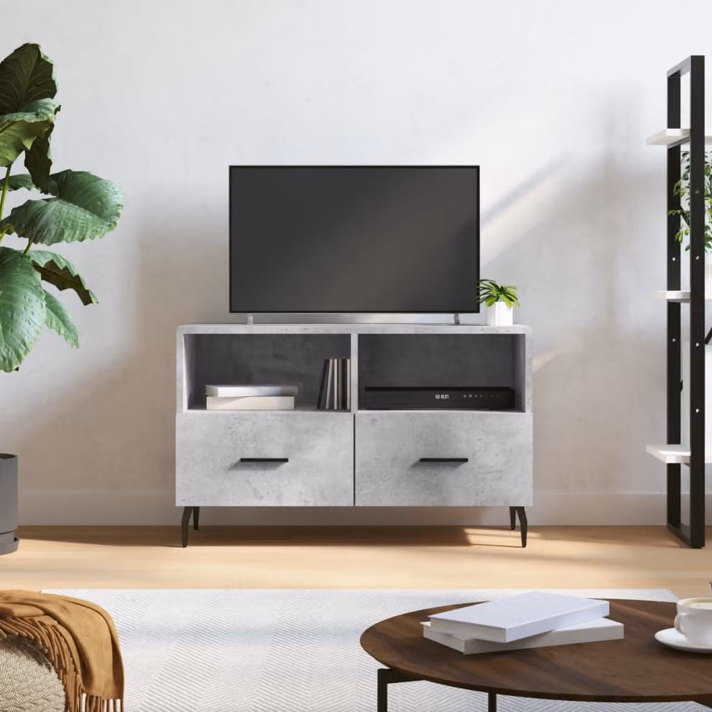 Mobile per TV vidaXL in stile moderno, Grigio Cemento, L 80 cm x P 36 cm x H 50 cm