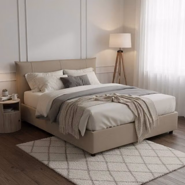 Letto Matrimoniale Almond di Talamo Italia con Materasso Incluso, Grigio Tortora, L/P: 160 x 200 cm – 1