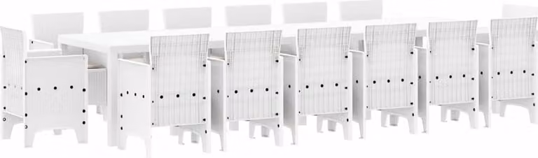 Set da Pranzo per Giardino 15 pcs Bianco Rattan Polt