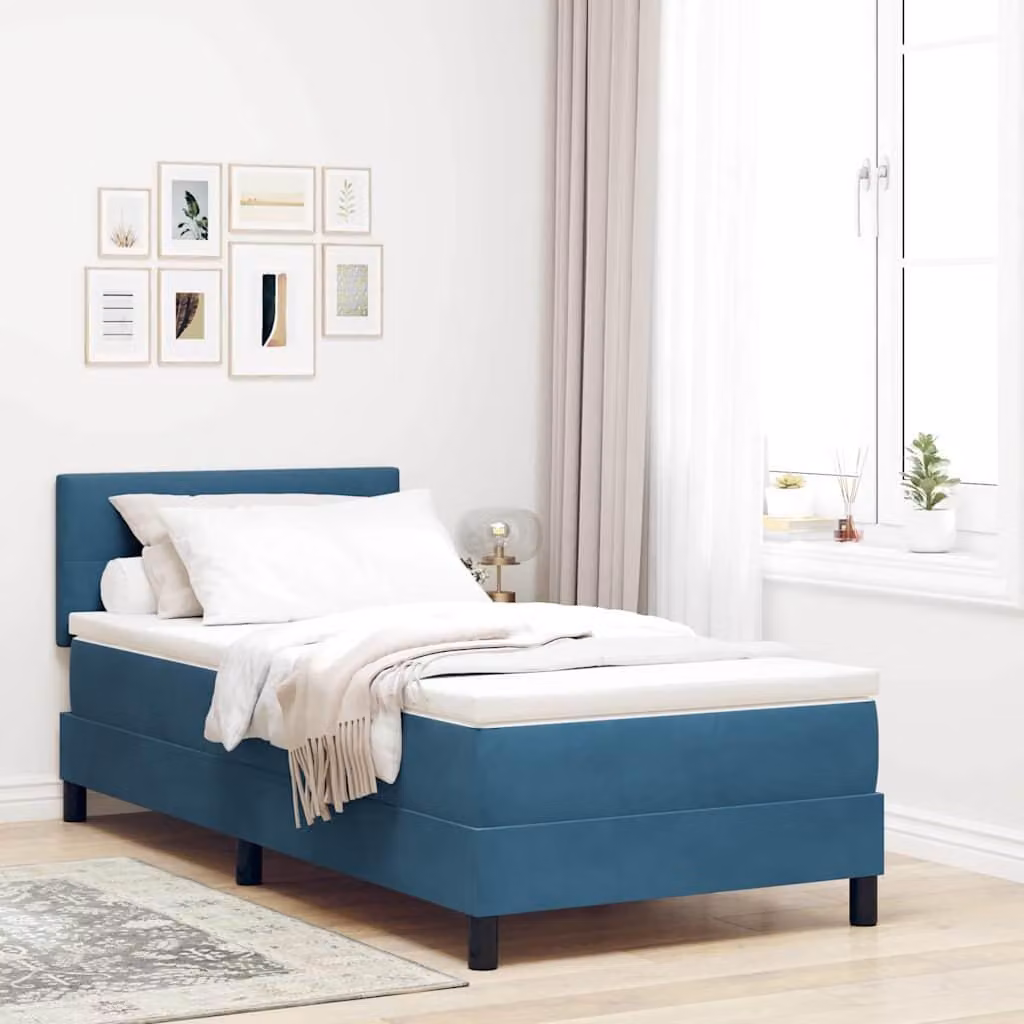 Maison Exclusive - Letto boxspring con testiera blu scuro 80 x 200 cm in velluto
