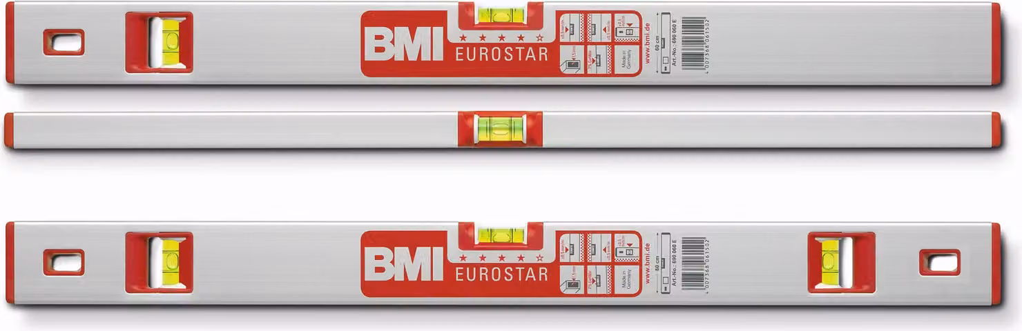 BMI Wasserwaage Eurostar, Länge 60 cm, eloxiert, + Magnet, spiegelfreie Ablesung