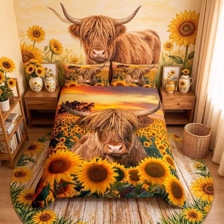 Set di biancheria da letto a tre pezzi con motivo floreale per bambini